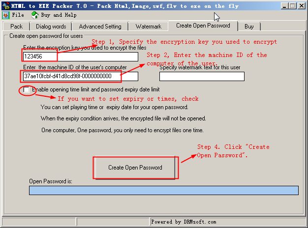 html to exe create password