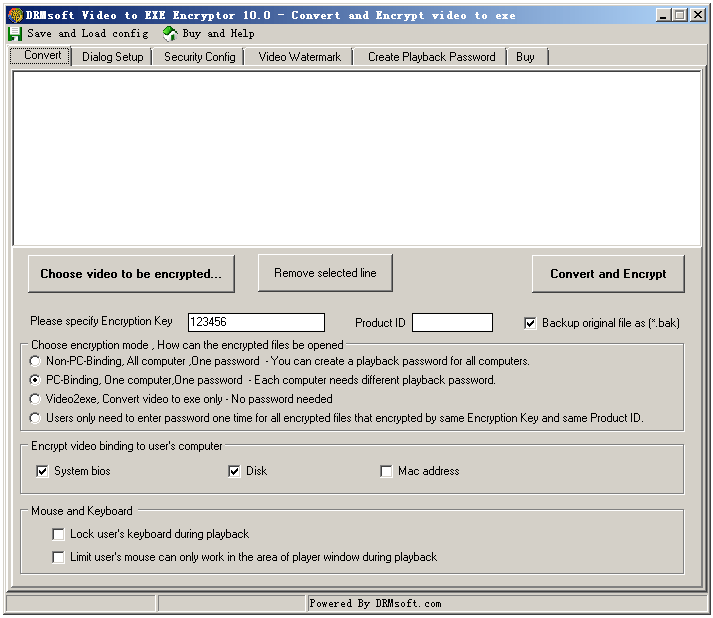 DRMsoft Video to exe encryptor screenshot